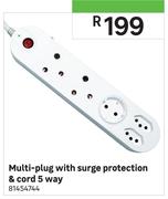Multi Plug With Surge Protection & Cord (5 Way)