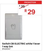 CBI Electric White 1 Lever 1 Way 2 x 4 Switch