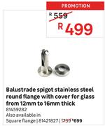 Balustrade Spigot Stainless Steel Round Flange With Cover For Glass From 12mm To 16mm Thick