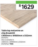 Table Top Melamine On Chip Brookhill L900mm x W900mm x D32mm