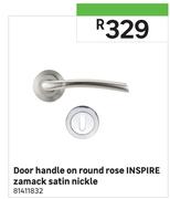 Inspire Zamack Satin Nickle Door Handle On Round Rose