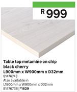 Table Top Melamine On Chip Black Cherry L1800mm x W900mm x D32mm