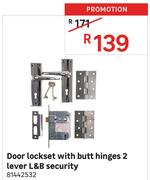 L&B 2 Lever Security Door Lockset With Butt Hinges