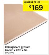 Gypsum 6.4mm x 1.2m x 3m Ceiling Board