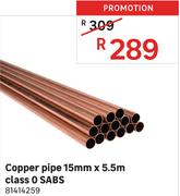 SABS Copper Pipe 15mm x 5.5m Class 0