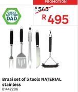 Naterial Braai Set Of 5 Tools (Stainless)