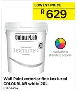 Colour Lab 20L White Fine Textured Exterior Wall Paint