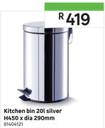 Kitchen Bin 20L Silver H450 x D290mm