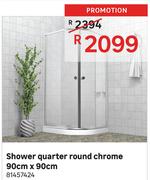 Shower Quarter Round Chrome 90cm x 90cm