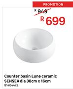 Sensea Lune Ceramic Counter Basin Dia 38cm x 16cm