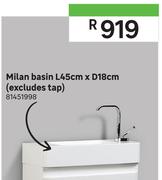 Milan Basin (Excludes Tap) L45cm x D18cm 