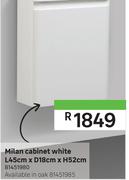 Milan Cabinet White L45cm x D18cm x H52cm