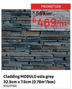 Modulo Oslo Grey Cladding 32.5cm x 7.5cm (0.78Sqm/Box)-Per Sqm