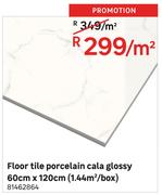 Floor Tile Porcelain Cala Glossy 60cm x 120cm (1.44 Sqm/Box)-Per Sqm