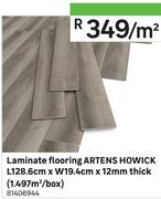 Artens Howick Laminate Flooring L128.6cm x W19.4cm x 12mm Thick (1.497 Sqm/Box)-Per Sqm