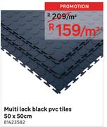 Multi Lock Black PVC Tiles 50 x 50cm-Per Sqm