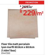Floor Tile Matt Porcelain Lyon Marfil 60.8cm x 60.8cm (1.48 Sqm/Box)-Per Sqm