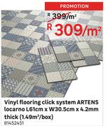 Artens Locarno Click System Vinyl Flooring L61cm x W30.5cm x 4.2mm Thick (1.49 Sqm/Box)-Per Sqm