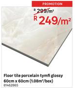 Floor Tile Porcelain Tymfi Glossy 60cm x 60cm (1.08 Sqm/Box)-Per Sqm