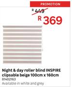 Inspire Clipsable Beige Night & Day Roller Blind 100cm x 160cm