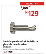 Curtain Double Pole Bracket AA D28cm Glam Chrome Brushed