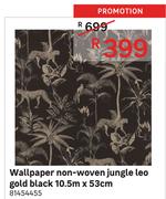Wallpaper Non Woven Jungle Leo Gold Black 10.5m x 53cm