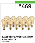 Lexman Amber Set Of 10 300lm 2.7W E27 LED Bulb