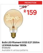Lexman Amber 1800K G125 E27 250lm Filament LED Bulb