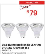 Lexman E14 4.2W 470lm Set Of 3 Frosted Blue Bulb