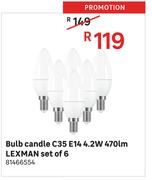Lexman Bulb Candle C35 E14 4.2W 470lm Set Of 6