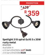 Spotlight 2 Lit Bars Spiral GU10 3 x 35W Rusty Metal