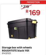 Roughtote 110L Black Storage Box With Wheels