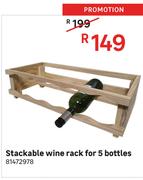 Stackable Wine Rack For 5 Bottles