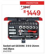 Gedore Socket Set 3 8 6-24mm Red 26 Pcs