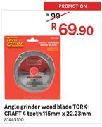 Torkcraft 4 Teeth 115mm x 22.23mm Angle Grinder Wood Blade