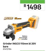 Ingco Grinder 115mmbl 20V Bare