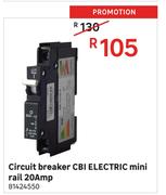 CBI Electric Mini Rail Circuit Breaker 20Amp 