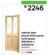 Interior Door Pine Bi-Fold Plain (With Glass) W813mm x H2032mm