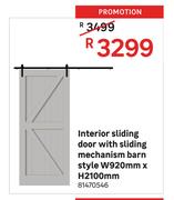 Interior Sliding Door With Sliding Mechanism Barn Style W920mm x H2100mm