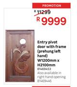 Entry Pivot Door With Frame (Prehung Left Hand) W1200mm x H2100mm