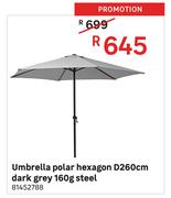 Hezagon Polar Umbrella D260cm Dark Grey 160g Steel
