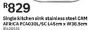Cam Africa Single Kitchen Sink S/Steel PC4030L/SC L45cm x W38.5cm 81420535