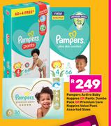 Pampers Active Baby Nappies Or Pants Jumbo Pack Or Premium Care Nappies Value Pack Assorted Sizes-Ea