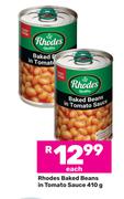 Rhodes Baked Beans In Tomato Sauce-410g Each
