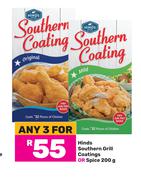Hinds Southern Grill Coatings Or Spice-For 3 x 200g