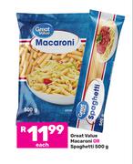 Great Value Macaroni Or Spaghetti-500g Each