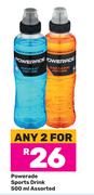 Powerade Sports Drink Assorted-For Any 2 x 500ml