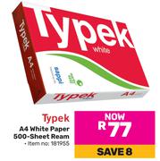 Typek A4 White Paper 500-Sheet Ream