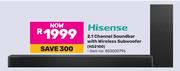 Hisense 2.1 Channel Soundbar With Wireless Subwoofer HS2100
