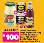 Crosse & Blackwell Tangy Mayonnaise 750g+All Gold Tomato Sauce 700ml-All For